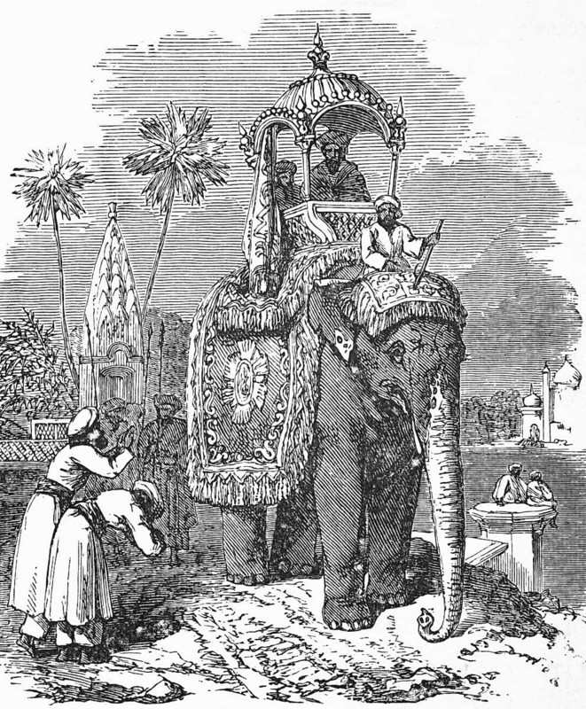 Elephant with howda, c. 1870, India, digital reproduction of a historical model