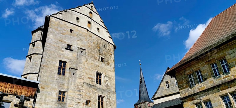 Thurnau Castle, inner courtyard, Kulmbach district, Upper Franconia, Bavaria, Germany