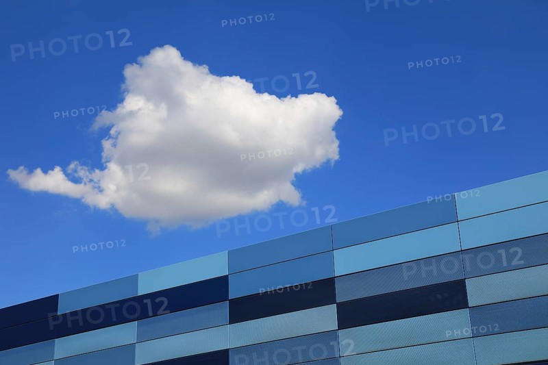 Architecture, detail building of the public utilities in Kulmbach, architecture firm H2M-Architekten designed and built, white cloud, Upper Franconia, Bavaria, Germany, (photographed from public ground)