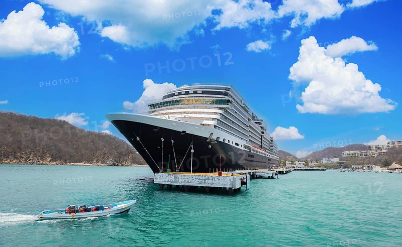 Mexico, cruise ship vacation in Huatulco. Scenic beaches and ocean shore resorts