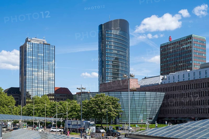 Skyline, station forecourt, City and State Library, Dortmund, Ruhr area, Westphalia, North Rhine-Westphalia, Germany