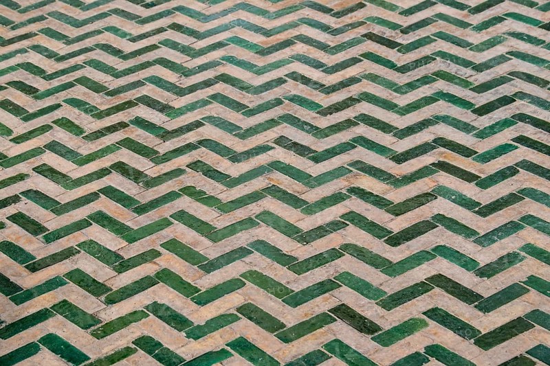Floor tiles with zigzag pattern, background, texture, Fez, Morocco