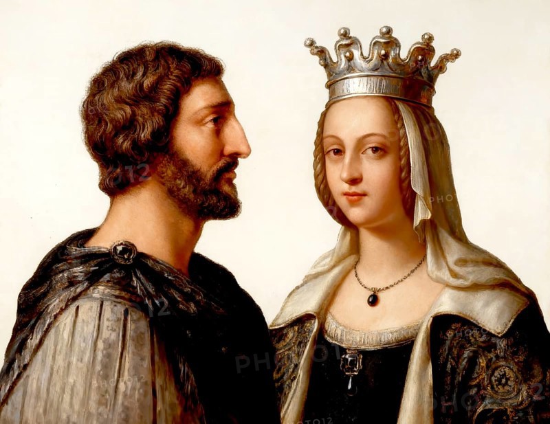 Charlemagne, Charles the Great or Carolus Magnus, 747-814, King of the Franks and Emperor of the Romans, and his wife Hildegarde de Vintzgau or Hildegard, 758-783