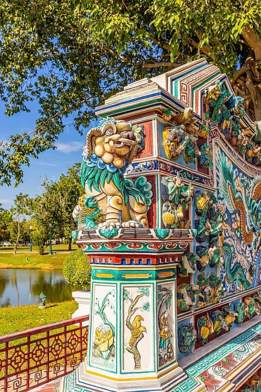 Monument with Chinese motifs, Thai King's Summer Palace, Bang Pa-In, near Ayutthaya, Thailand