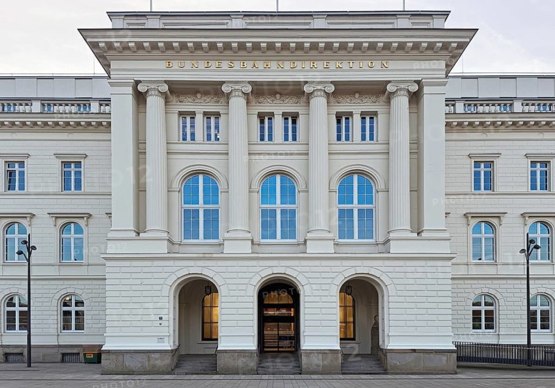 Impressive, classicist building of the Federal Railway Directorate on the Döppersberg, Wuppertal, North-Rhine Westphalia, Germany