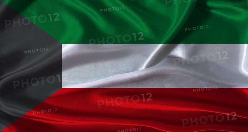Kuwait flag with cloth textured background. National flag of Kuwait with realistic texture