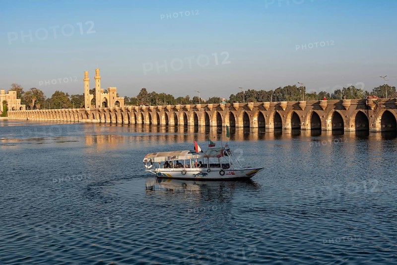 Qanater, Nile Delta. Egypt. December 18th 2022 Day trip to the El Qanater Barrage, on the River Nile at the Delta Barrages, the Nile River divides into the Damietta and Western Rosetta branches