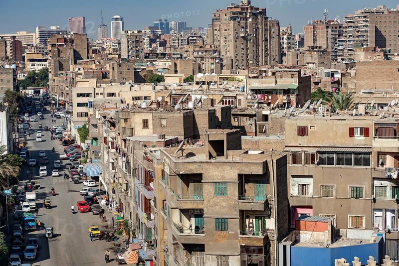 Cairo, Egypt. November 29th 2022 Crowded aerial cityscape view of Cairo, the densely populated capital of Egypt
