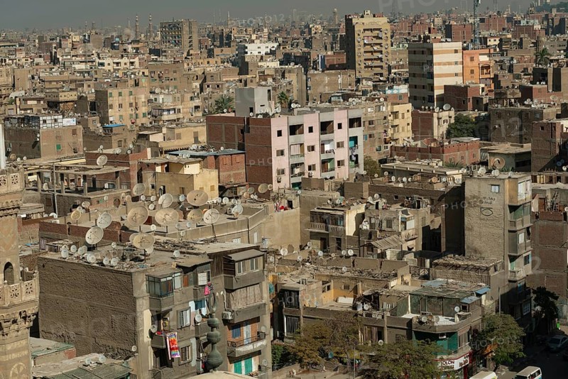Cairo, Egypt, November 26th 2022 Crowded aerial cityscape view of Cairo, the densely populated capital of Egypt