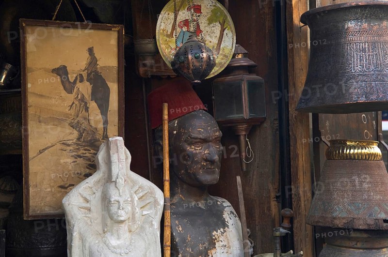 Cairo, Egypt, April 13th 2006. Orientalist antiques for sale in a Cairo antique shop, Egypt