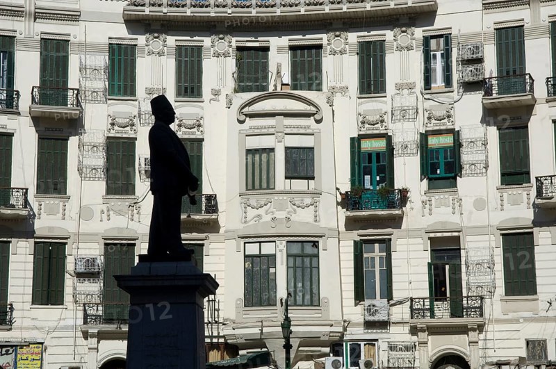 Cairo, Egypt. December 12th 2009 Statue in Midan Talaat Harb, Downtown Cairo, Egypt