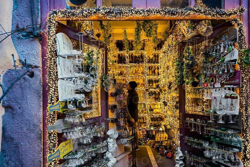 Christmassy shop, Riquewihr, Grand Est, Haut-Rhin, Alsace, France