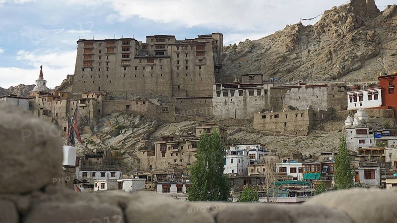Leh Palace, large historic fortress surrounded by traditional houses of a settlement, Ladakh, North India, Himalayas, India