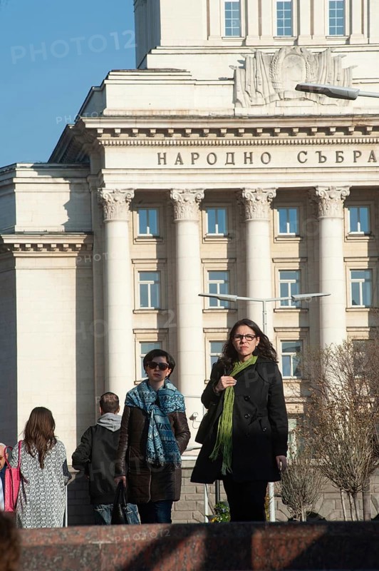 Sofia, Bulgaria, April 1st 2019. Bulgarian People in front of the former Communist Party Building, Sofia, Bulgaria