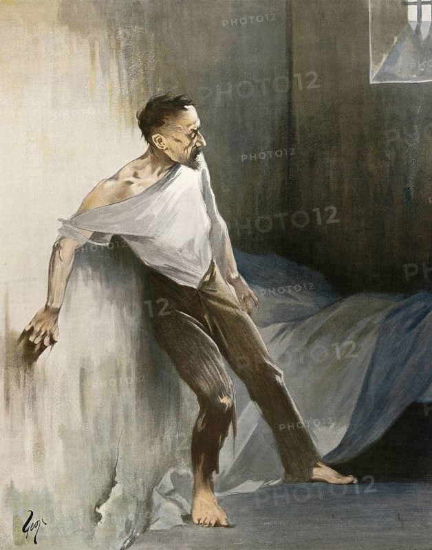 Symbolic alcohol abuse, insanity or madness due to alcohol withdrawal, around 1910, France, authentic, digitally restored reproduction from a 19th century original, exact date of depiction unknown, historical