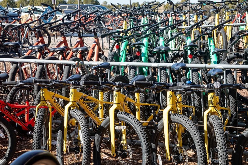 Grand Canyon National Park, Arizona - Bicycles for rent at the Grand Canyon. The bicycles are for use only on the rim, and cannot be ridden into the Canyon