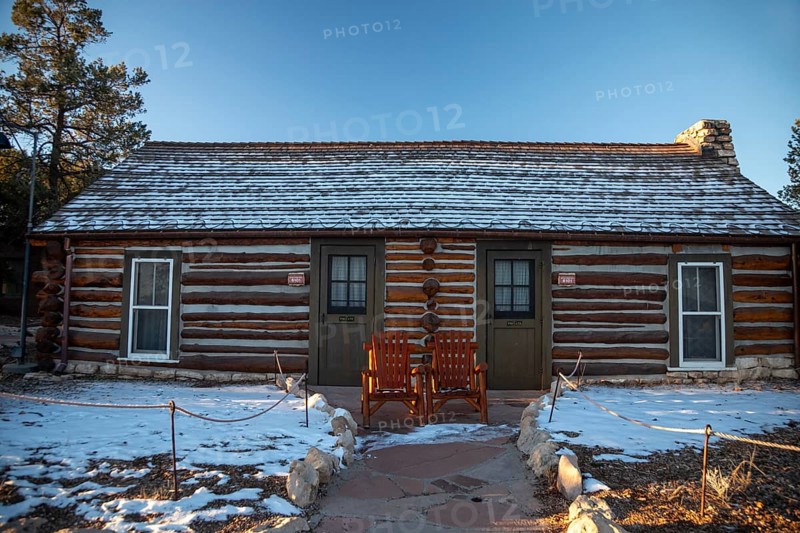 Grand Canyon National Park, Arizona - Buckey's Cabin. Built in 1895, it was the home and office of William Owen 'Buckey' O'Neill, who operated a small hotel on the South Rim