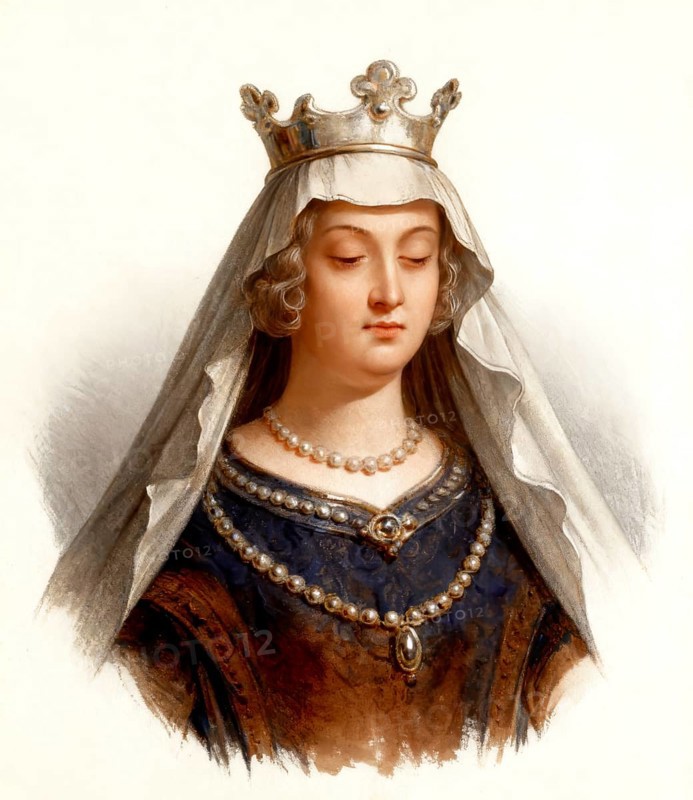 Saint Clotilde, 475-545, also known as Clothilde, Clotilda, Clotild, Rotilde, Chrodechildis, Chlodechildis, the second wife of the Frankish king Clovis I, princess kingdom of Burgundy