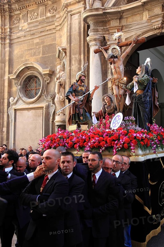 Sicily, old town of Trapani, Good Friday mystery procession La Processione dei Misteri, start of the procession with the mysteries at the Chiesa del Purgatorio