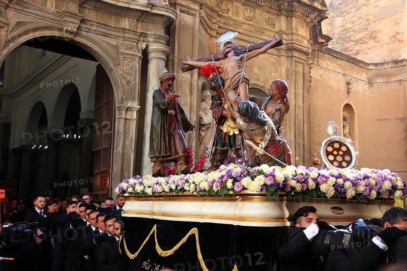 Sicily, old town of Trapani, Good Friday mystery procession La Processione dei Misteri, parade with the mysteries at night through the alleys of the old town