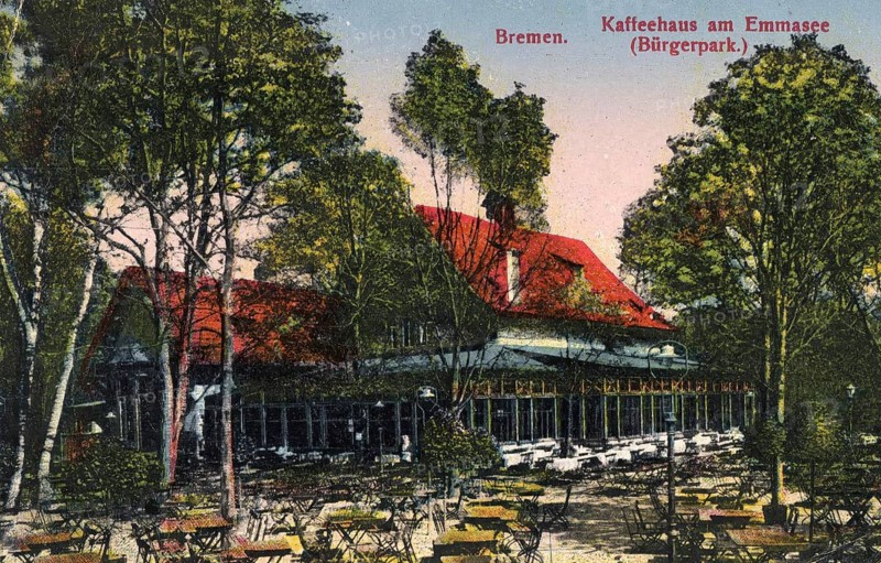 Historical postcard around 1900, Bremen, Lake Emma, Germany, reproduction of a postcard, historical