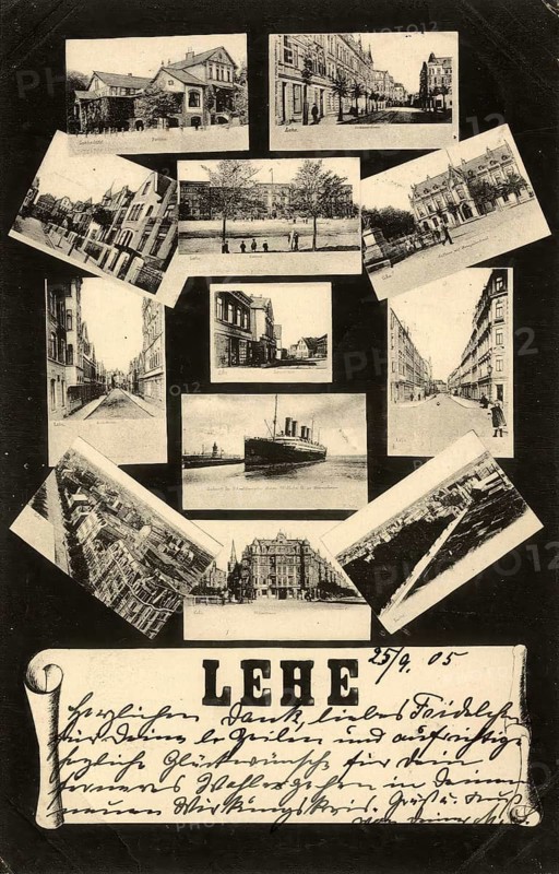 Historical postcard around 1900, Lehe, district of Bremerhaven, Germany, reproduction of a postcard, historical