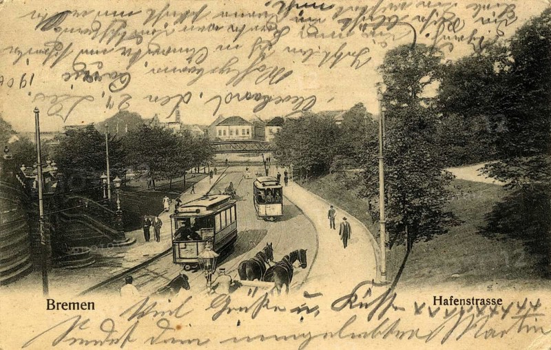 Historical postcard around 1900, Bremen, Hafernstraße, Germany, reproduction of a postcard, historical