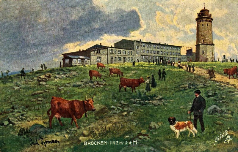 Historical postcard around 1900, Brocken im Harz, Saxony-Anhalt, Germany, reproduction of a postcard, historical