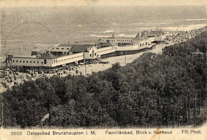 Historic postcard around 1900, Baltic resort Brunshaupten i.M., beach, historic town on the Mecklenburg Baltic Sea coast, which merged with Arendsee and Fulgen in 1937 to form today's Baltic resort Kühlungsborn, Mecklenburg-Western Pomerania, Germany, reproduction of a postcard, historical