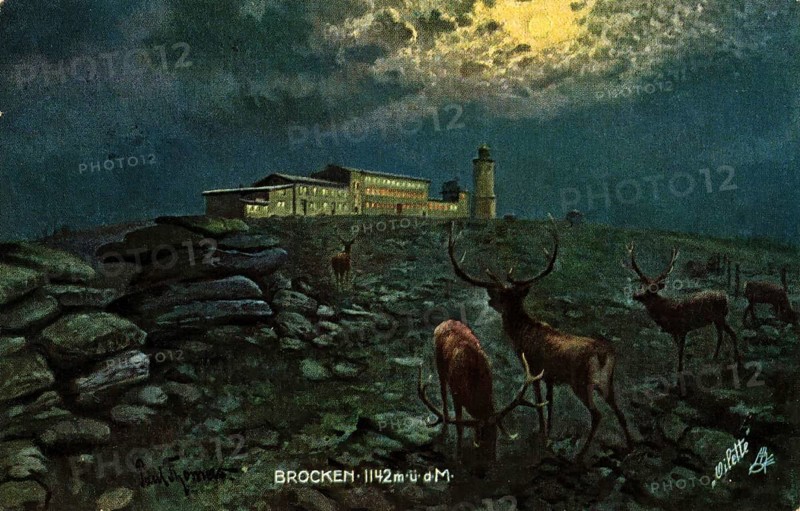 Historical postcard around 1900, Brocken im Harz, Saxony-Anhalt, Germany, reproduction of a postcard, historical