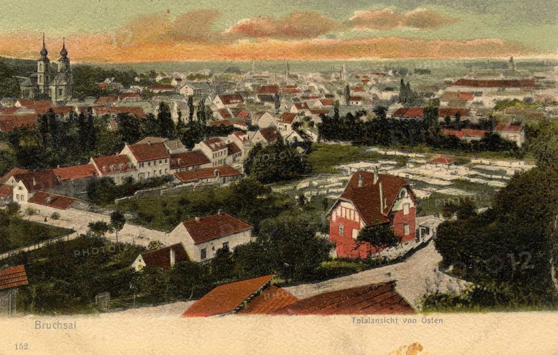 Historical postcard around 1900, Bruchsal, Baden-Württemberg, Germany, reproduction of a postcard, historical