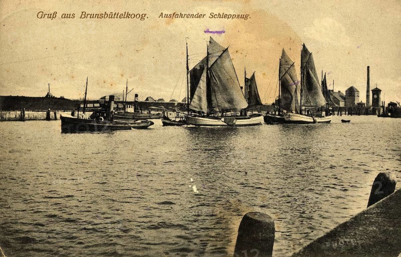 Historical postcard around 1900, Brunsbüttelkoog, Schleswig-Holstein, Germany, reproduction of a postcard, historical