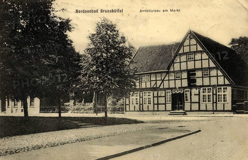 Historical postcard around 1900, Brunsbüttel, Schleswig-Holstein, Germany, reproduction of a postcard, historical