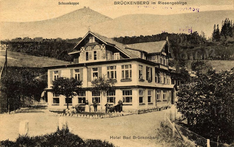 Historical postcard around 1900, Brückenberg in the Riesengebirge, with Schneekoppe, today Karpacz, Poland, reproduction of a postcard, historical