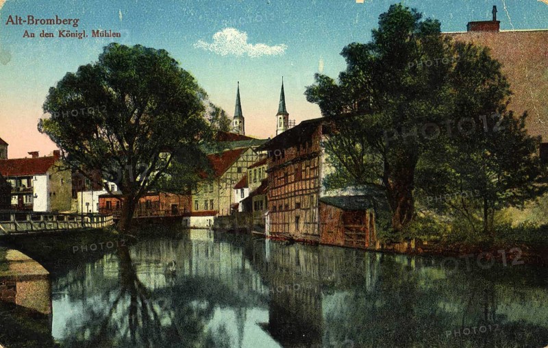 Historical postcard around 1900, Bromberg, Old Bromberg, today Bydgoszcz, in the Polish Kujawsko-Pomeranian Voivodeship, Poland, reproduction of a postcard, historical