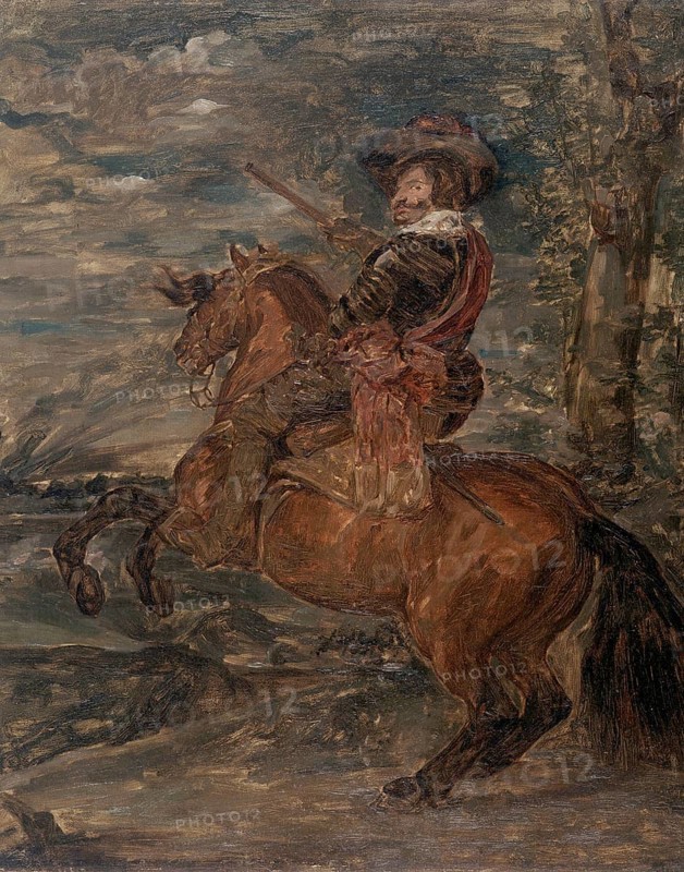 Gustave Vanaise, actually Gustavus Antonius Maria Van Aise (b. 4 October 1854, d. 20 July 1902), Belgian portrait, genre and nude painter: portrait of the Duke of Olivares, after Diego Velázquez (19th century), Portrait of the Duke of Olivares, after Diego Velázquez (19th century), authentic, digitally restored reproduction from a 19th century model, exact date unknown, Historical, A baroque horseman with a raised horse in a dramatic pose. Authentic, digitally restored reproduction from a 19th century original, exact date of depiction unknown, Historical, A baroque horseman with raised horse in a dramatic pose