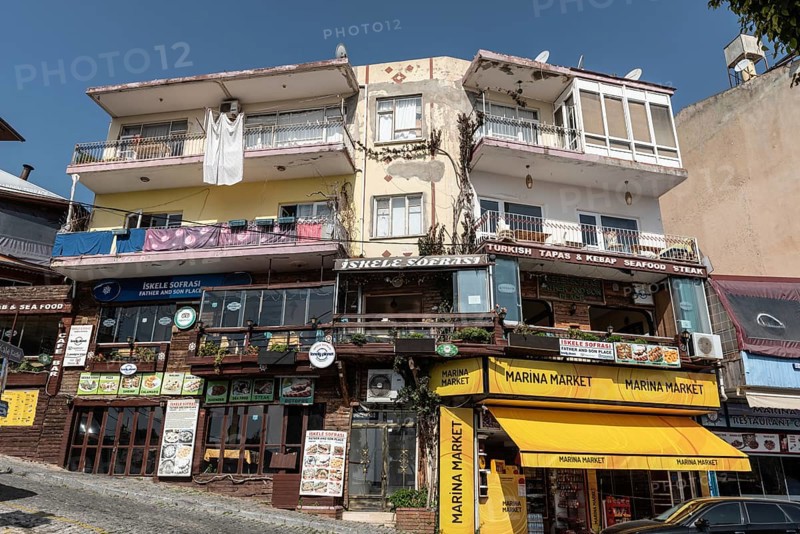 Alanya, Turkey. April 7th 2021 Iskele Sofrasi a Turkish family restaurant near the harbour in Alanya on the Turkish Riviera, Turkey