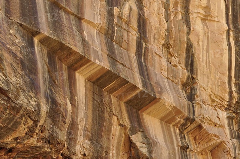 Detailed rock wall with various brown layers, Capitol Reef National Park, Utha, USA