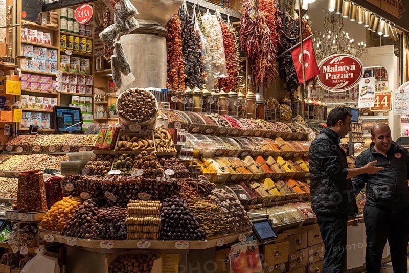 Istanbul, Turkey 8th January 2025 Dried fruit and spice for sale inside the Istanbul Spice Bazaar otherwise known as Egyptian Bazaar, Turkey