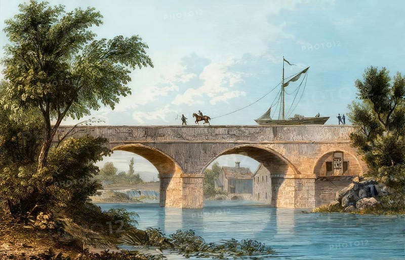 The Bridgewater Canal aqueduct at Barton, Lancashire, England, 19th century