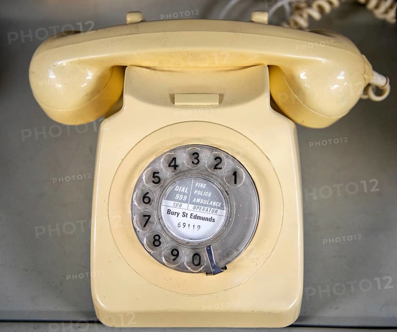 Vintage GPO 746 rotary dial telephone, classic piece of British telecommunications history introduced 1967, UK