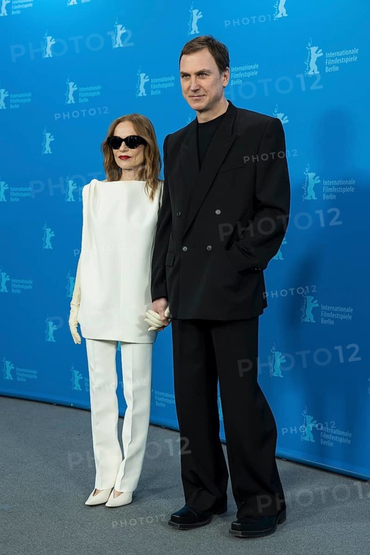 Isabelle Huppert and Lars Eidinger during a photocall for the film The Blood Countess at the Hyatt Hotel Berlin on 16.02.2026. The 76th Berlin International Film Festival will take place from February 12 to 22, 2026