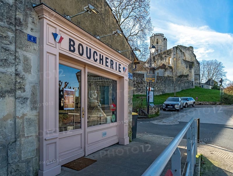 Boucherie - French butcher shop - outside the Grande-Sauve Abbey monastery, La Sauve