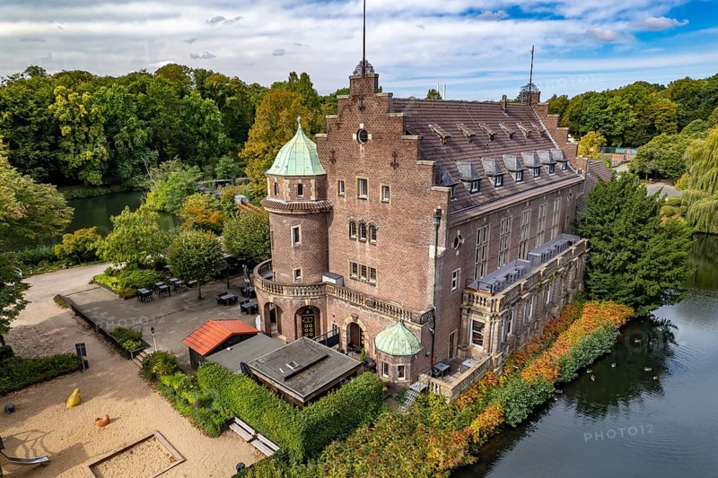 The Wasserschloss Haus Wittringen in Gladbeck seen from the air, Ruhr area, North Rhine-Westphalia, Germany