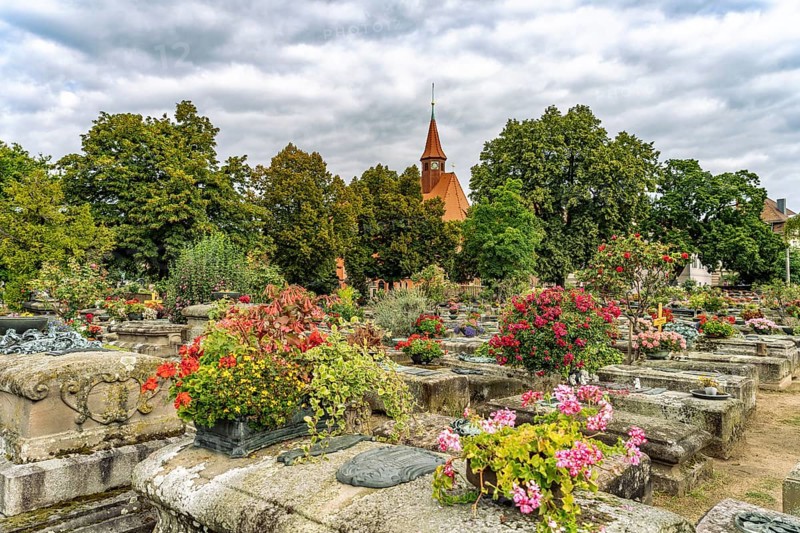 The medieval St. John's Cemetery and St. John's Church in Nuremberg, Bavaria, Germany
