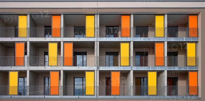 Apartments for rent with balcony and colorful sliding areas, Erlangen, Middle Franconia, Bavaria, Germany