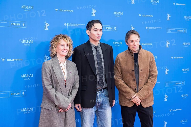 Tricia Tuttle, Hang Chong and Sean Baker in front of the premiere of the film Everything Everywhere All At Once at the Berlinale in Berlin's Zoo Palast on 13.02.2026. The 76th Berlin International Film Festival will take place from February 12 to 22, 2026