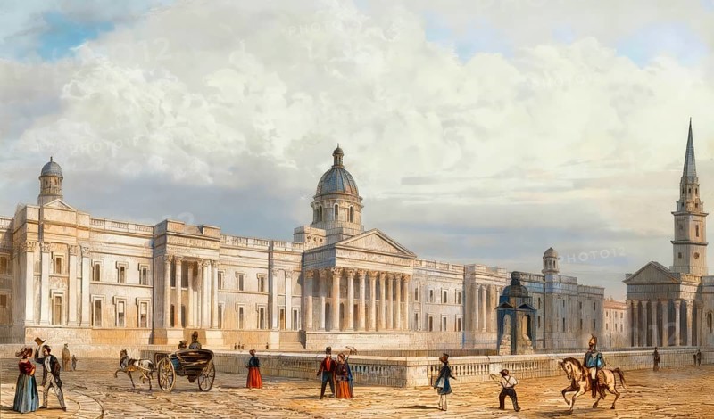 The National Gallery, Trafalgar Square, City of Westminster, London, England, 19th century