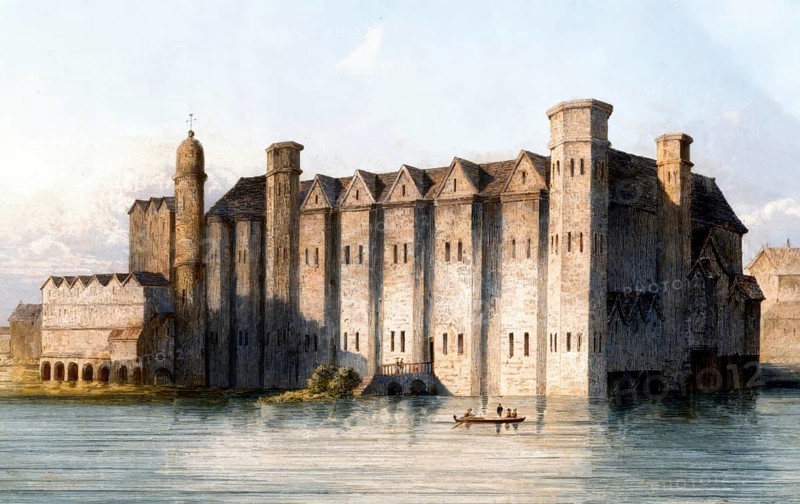 Baynard's Castle, a medieval palace, destroyed in the Great Fire of London, River Fleet and River Thames, England, 1666
