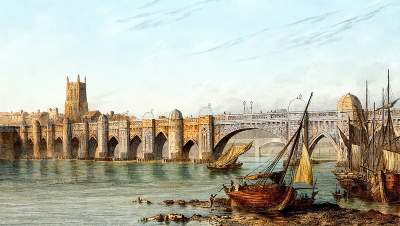 Old medieval London Bridge, London, England, UK